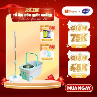 Cây lau nhà xoay siêu tốc MyJae Đài Loan kèm thùng xoay 360 độ thông minh lau sạch