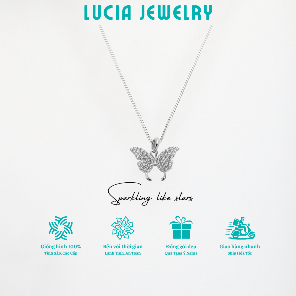 Dây Chuyền Bạc Nữ S925 Lucia, Vòng Cổ Bạc Mặt Hồ Điệp Đính FULL Đá Xinh Xắn Lucia Jewelry