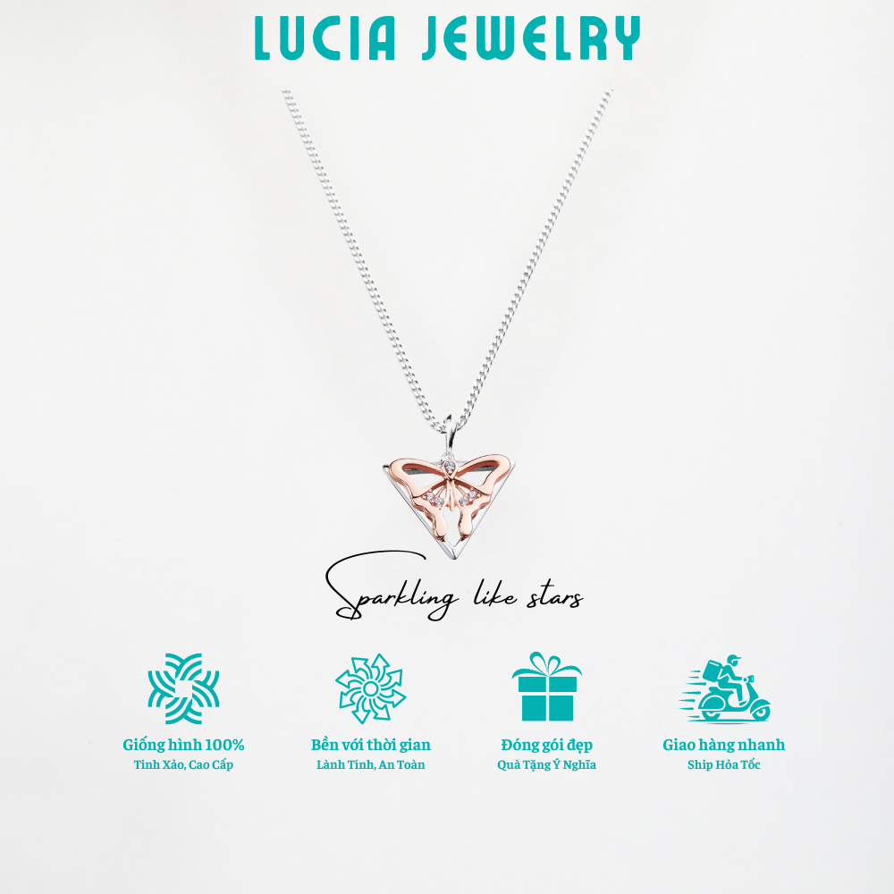 Dây Chuyền Bạc Nữ S925 Lucia, Vòng Cổ Mặt Hồ Điệp 2 Màu Cách Điệu Nữ Tính Dịu Dàng Lucia Jewelry