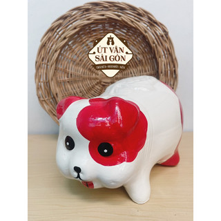 Heo đất handmade Chó 1 mắt đỏ size L