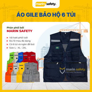 Áo gile bảo hộ 6 túi Hàn Quốc, vải xịn xuất khẩu, form cứng cáp