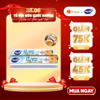 Màng bọc thực phẩm PE 50M MyJae, dạng xé chấm đứt ,co giãn tốt, bảo quản thực phẩm