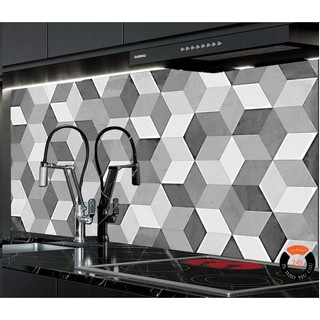 Decal Dán Bếp GẠCH BÔNG TRẮNG XÁM cổ điển - Kích thước: (50x100)cm (Đổi mẫu)