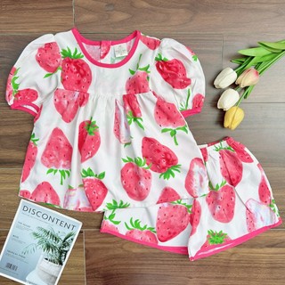 Bộ đùi tay phồng quần ngắn 10-35kg cho bé gái chất liệu tole lanh 2 da loại 1 MinMin Baby
