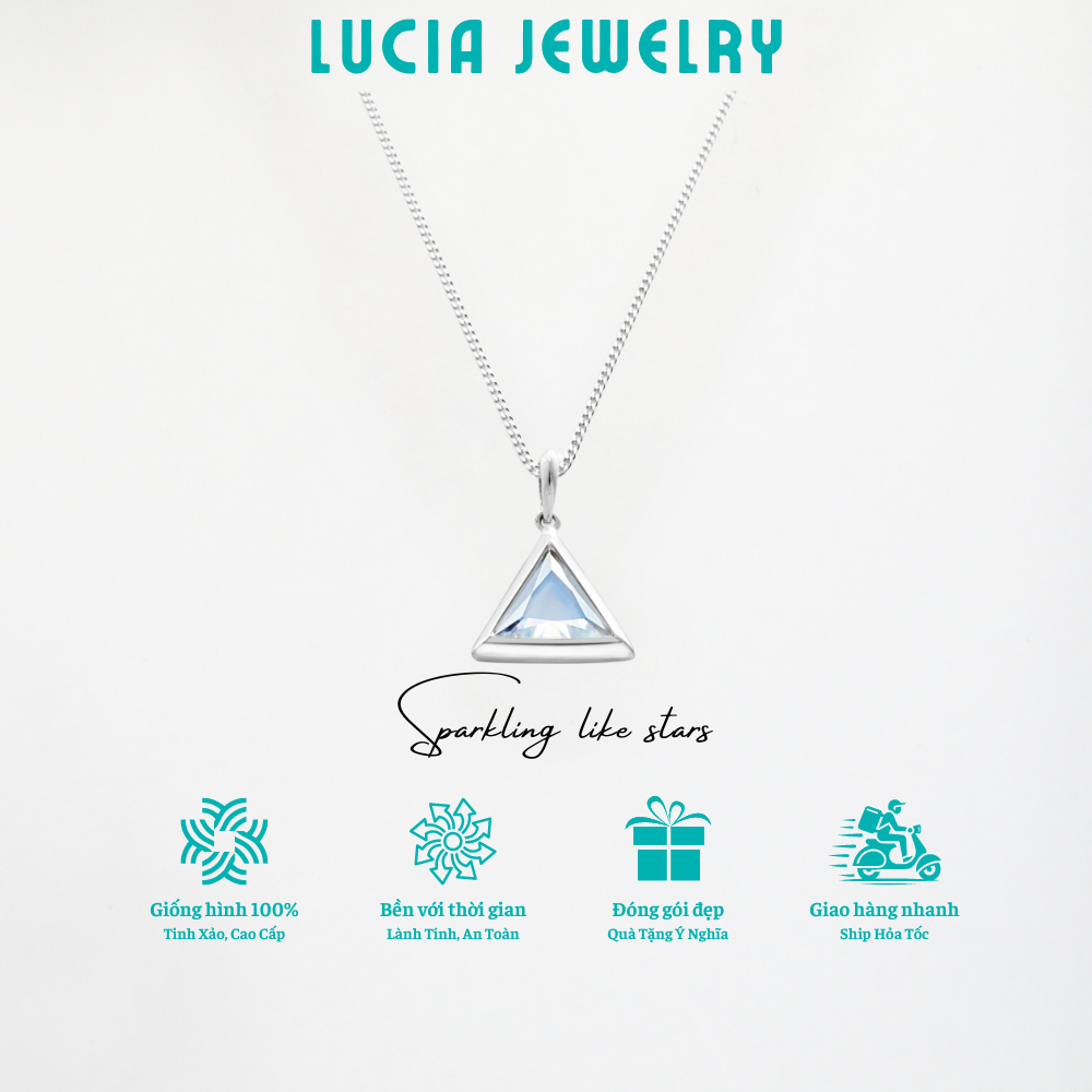 Dây Chuyền Bạc Nữ S925 Lucia, Vòng Cổ Bạc Hình Mặt Đá Tam Giác Lấp Lánh, Cá Tính Lucia Jewelry