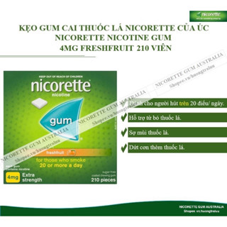 KẸO GUM CAI THUỐ.C LÁ  NICORETTE 2MG-4MG GUM 210 VIÊN CÁC LOẠI
