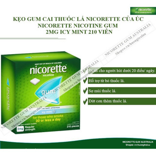 KẸO CAI THUỐ.C LÁ NICORETTE GUM 2MG VỊ BẠC HÀ 210 VIÊN