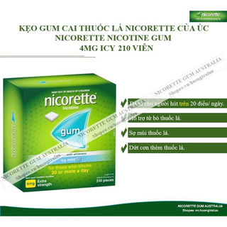 KẸO CAI THUỐ.C LÁ NICORETTE GUM 4MG VỊ BẠC HÀ 210 VIÊN