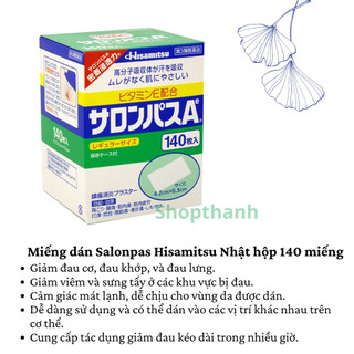 Miếng dán Salonpas Hisamitsu Nhật hộp 140 miếng