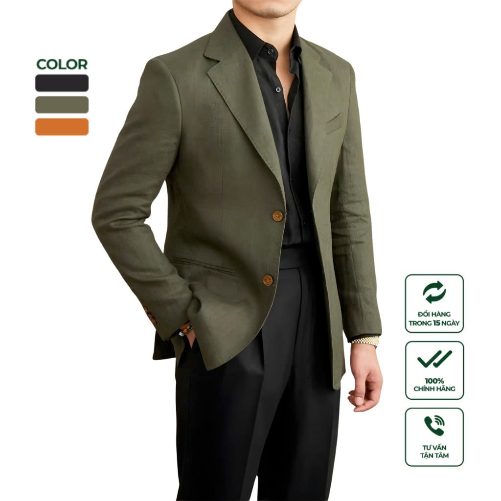 Áo Blazer Nam Cao Cấp Harold Havana Linen 1 Hàng Khuy - Áo Vest Thiết Kế Sang Trọng, Vải Thoáng Mát, Chống Nhăn