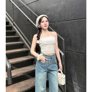    Jean Suông Nấm Lùn 38- 69 kg  Quần Jean Suông Nữ Trơn Cạp Cao,phối 2 túi trước Chất Jean QCCC lanvyshop MS 203 