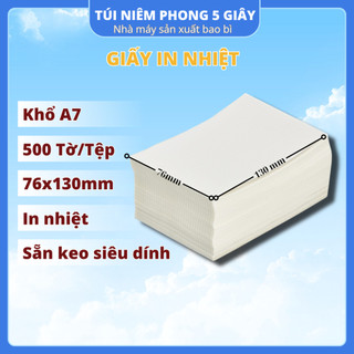 Tệp 500 Tờ Giấy In Nhiệt, Tem Dán Khổ A7 76x130mm Siêu Tiết Kiệm - 5 Giây