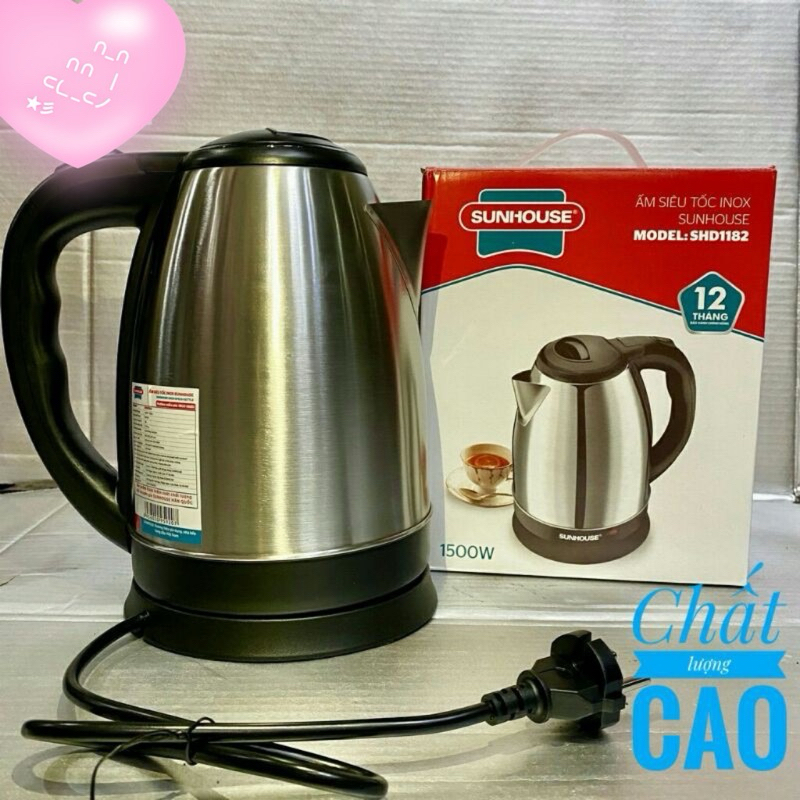 ,./Bình Đun Nước Siêu Tốc INOX 1.8 Lít. Siêu Tốc SUNHOUSE,./