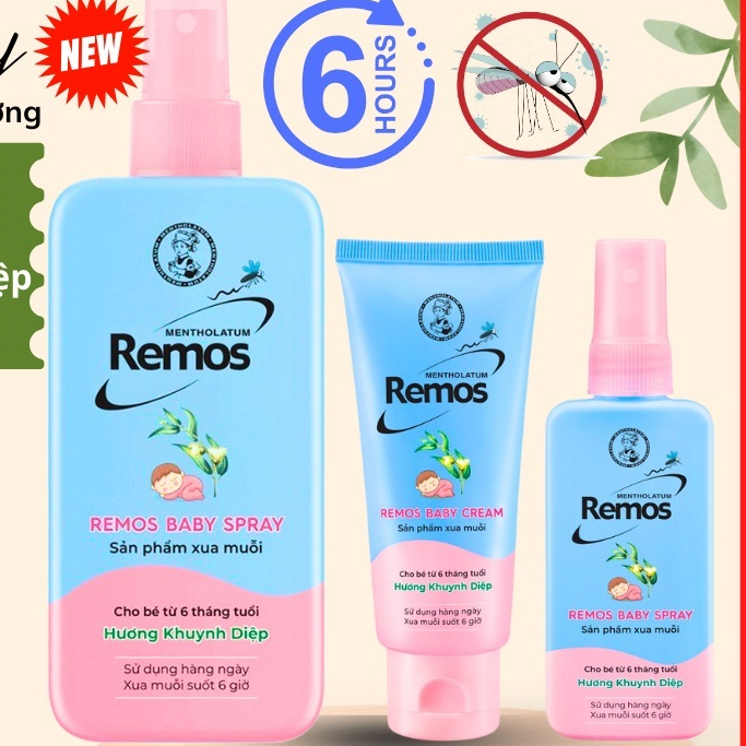 KEM VÀ XỊT REMOS BABY CREAM Hương Khuynh Diệp - xua muỗi cho bé từ 6 tháng tuổi Mentholatum remos ba