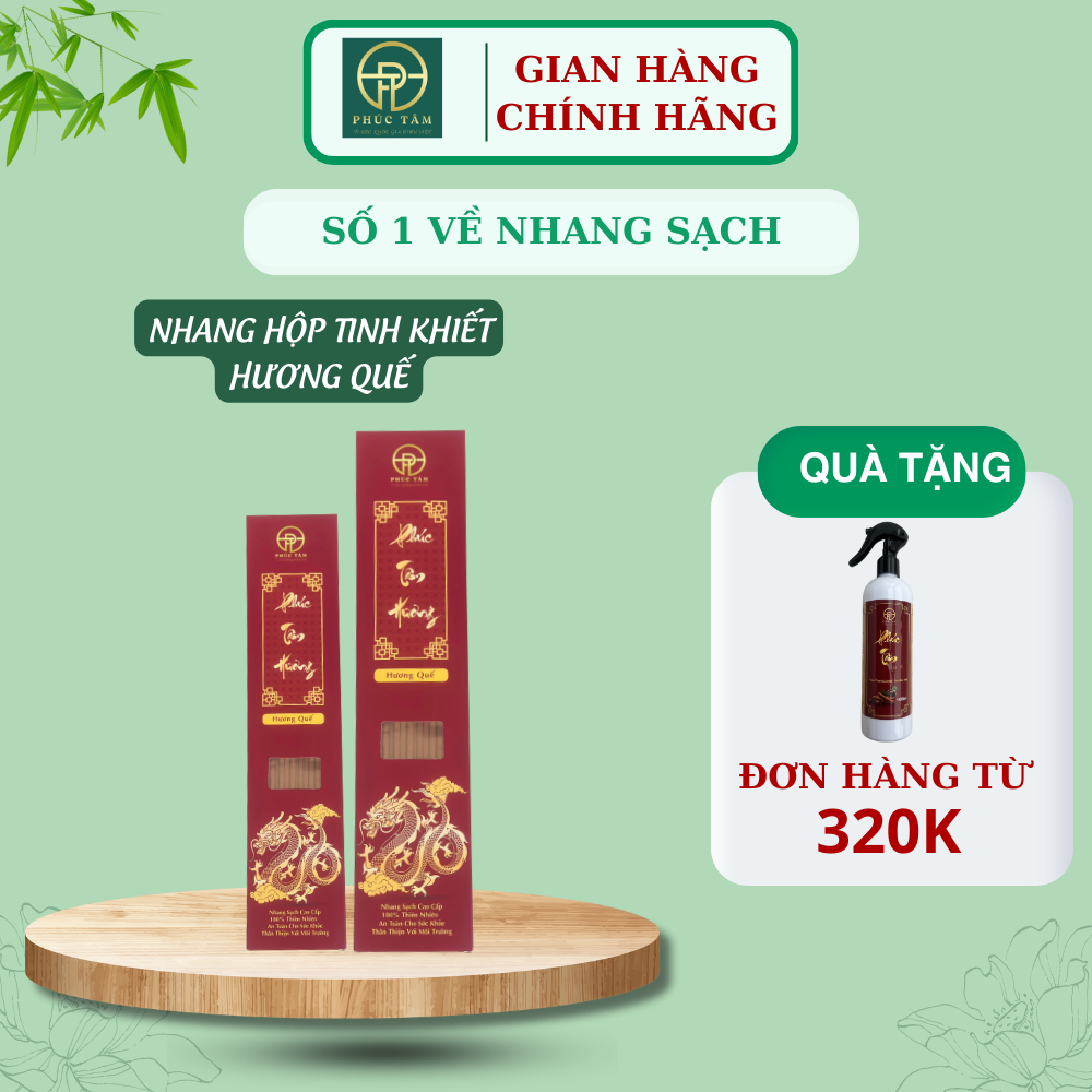 Nhang Quế Sạch tinh khiết Phúc Tâm Hương, hộp nhang quế từ vỏ quế già, nhang thơm tự nhiên ít khói