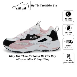 Giày Thể Thao Nữ Nâng Đế Fila Ray R=Tracer Màu Trắng Hồng Cực Xinh Cute