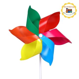 Chong chóng nhựa 6 cánh 6 màu cầm tay - chong chóng que cầm