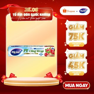 Màng bọc thực phẩm có dao cắt 120M PE MyJae, dạng xé chấm đứt ,co giãn tốt, bảo quản thực phẩm