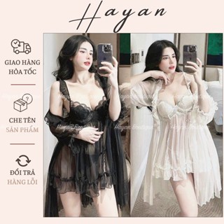  HT483 Set váy ngủ và áo choàng sexy cúp v1 có GỌNG đồ ngủ ren xuyên thấu gợi cảm HT483  101+298  