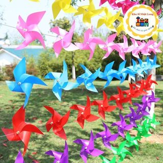 [20cm - Chọn màu] 100 chong chóng nhựa 7 màu 20cm treo dây trang trí trường học, mầm non, khu du lịch, nhà chùa