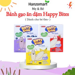 Bánh Gạo Ăn Dặm Cho Bé Happy Bites vị chuối, việt quất, táo 6m+ - hanzo2009