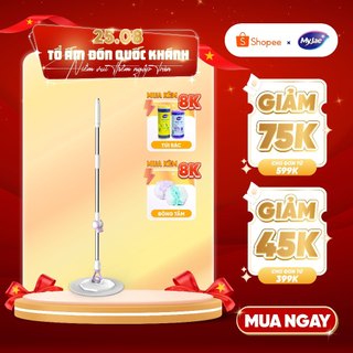 Cây Lau Nhà Đơn MyJae Sợi Microfiber Xoay 360 Độ Phù Hợp Cho Nhiều Loại Thùng Lau 134cm