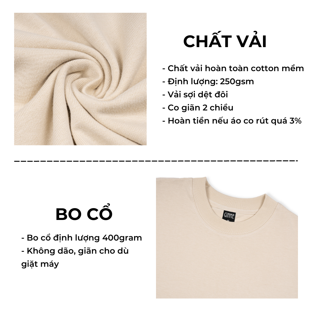 Áo Thun Boxy Gimme - Premium Cotton Sợi Đôi - 250gsm 2 Chiều - GMBX1 | BigBuy360 - bigbuy360.vn