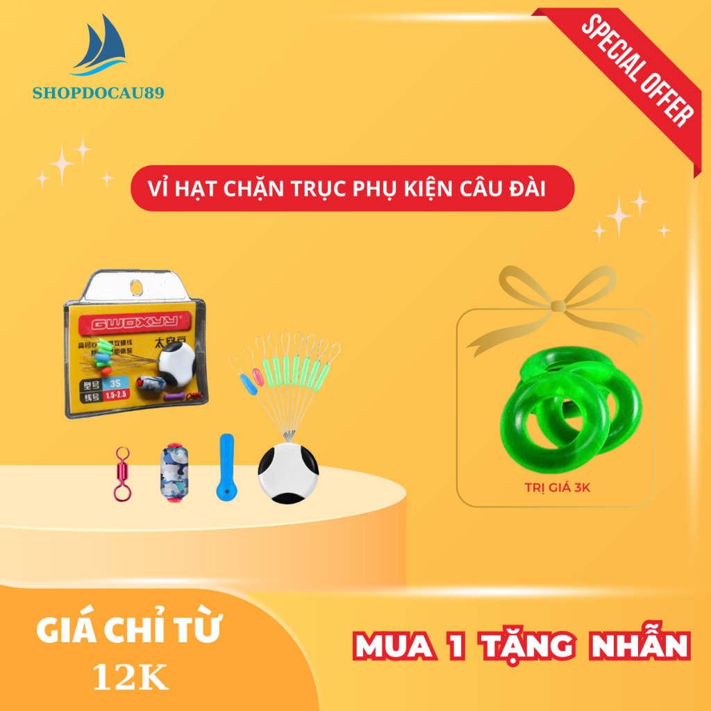 Vỉ Hạt Chặn Trục Phụ Kiện Câu Đài Silicon-Bộ Hạt Chặn Sest Trục-VHC-94