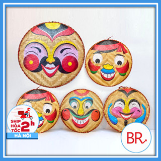 Mẹt tre họa tiết dân gian trang trí trung thu 2025 - Phụ kiện decor trung thu quán cafe, nhà hàng, lớp học cho bé 02301