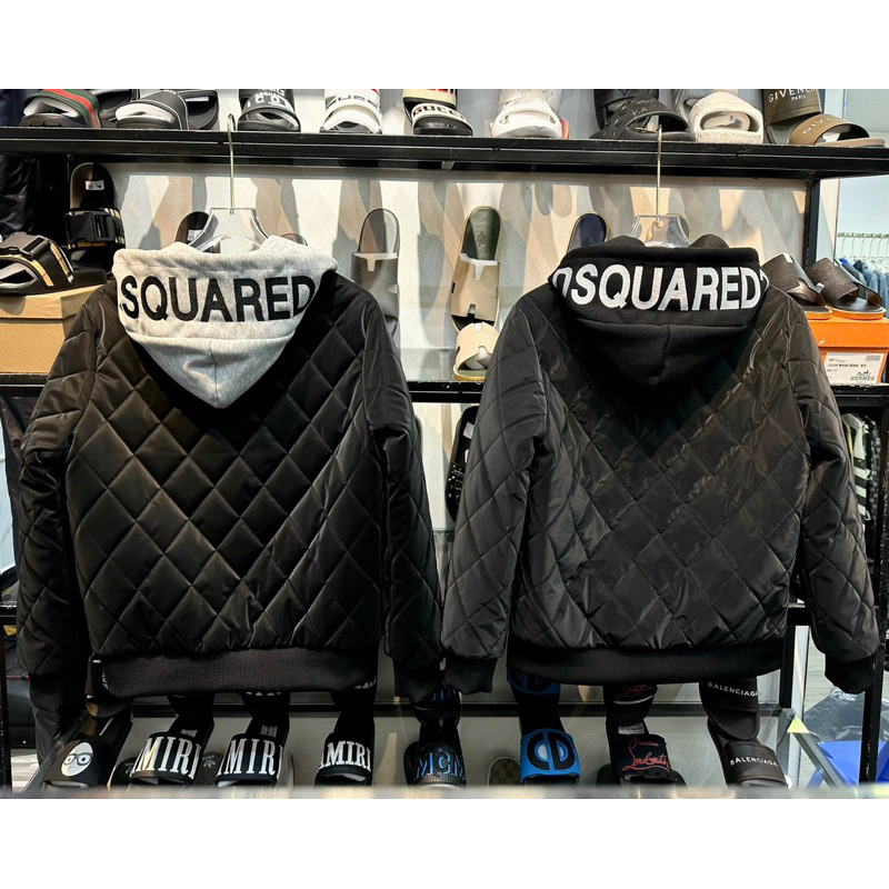 Áo Khoác Phao Nhung DSQ Nam Nữ Mặc Siêu Ấm Pha Mũ Nỉ in Chữ DSQUARED Cao Cấp Hottrend 2024