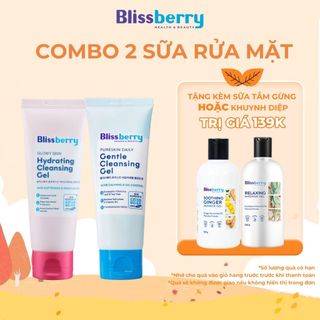 Combo Sữa rửa mặt Blissberry Daily Gentle Cleansing Gel & Blissberry Glowy Skin Hydrating Cleansing Gel 100ml