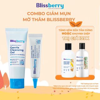 Combo Giảm mụn mờ thâm Blissberry Gel giảm mụn 15ml và Sữa rửa mặt 100ml