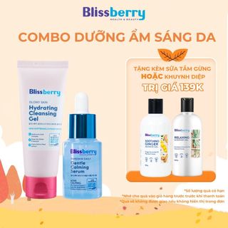 Combo dưỡng ẩm sáng da Sữa rửa mặt Glowy Skin Hydrating 100ml và Serum cấp ẩm kiềm dầu Blissberry 15ml