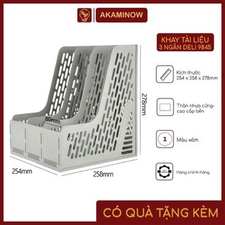 Khay Tài Liệu Nhựa Cứng 3 Ngăn Đứng Deli 9845