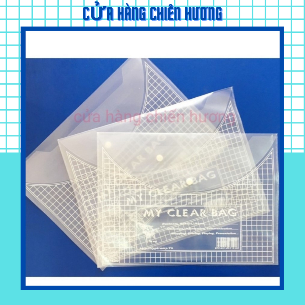Set 3 Túi khuy, túi cúc, túi My clear Khổ A4 loại dày, mỏng, trung