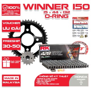 Nhông sên dĩa phốt cao su xe Winner 150cc thương hiệu RK Nhật Bản