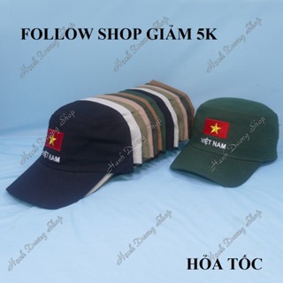 Mũ lưỡi trai đầu phẳng vòng đầu 56-60cm, nón lính Việt Nam, nón kết đầu bằng vải kaki thoáng mát