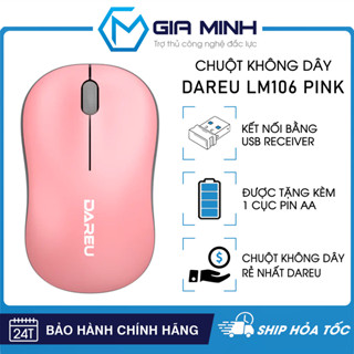 Chuột Không Dây DareU LM106G - Màu Hồng - Bảo Hành 2 Năm