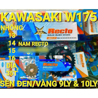 Nhông sên dĩa kawasaki W175 sên vàng 9ly & 10ly