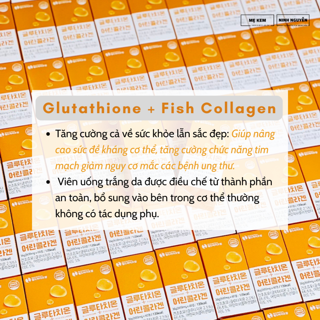 Viên uống trắng da Glutathione + Fish Collagen
