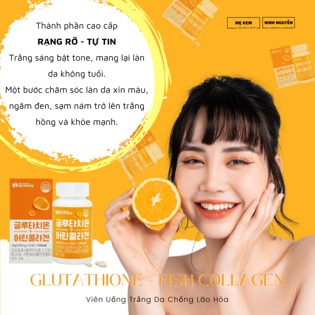 Viên uống trắng da Glutathione + Fish Collagen