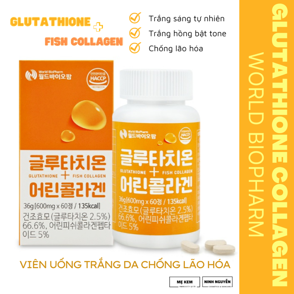 Viên uống trắng da Glutathione + Fish Collagen