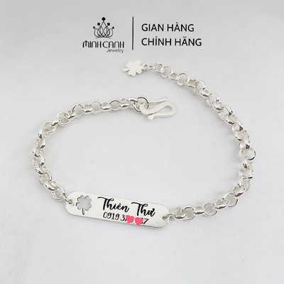 Lắc Bạc Khắc Tên Điều Chỉnh Được Size Cho Bé Gái - Minh Canh Jewelry