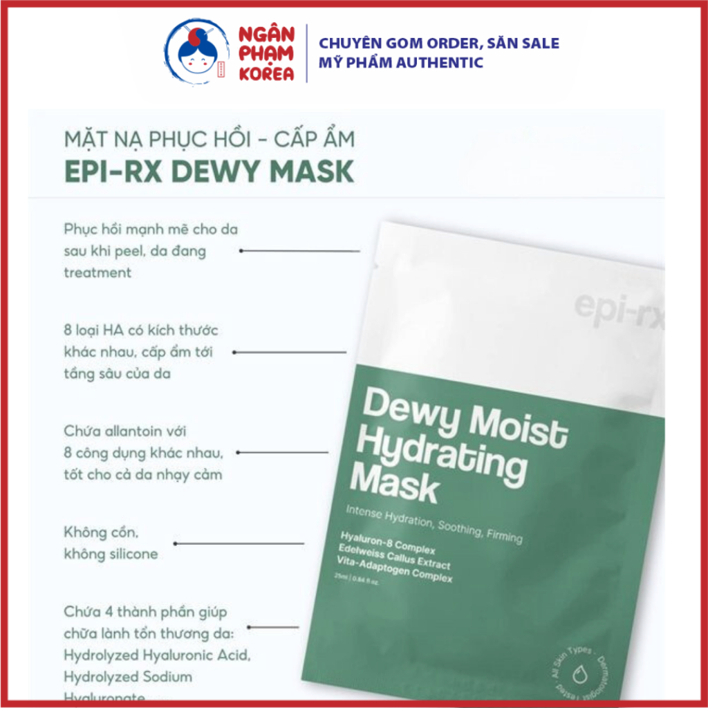 Mặt Nạ Phục Hồi, Cấp Ẩm Và Làm Dịu Da EPI-RX Mask - Hộp 5 Miếng