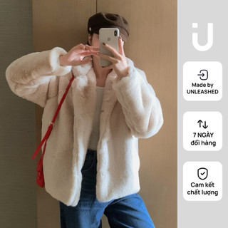 Áo khoác lông mềm mịn dáng ngắn UNLEASHED cho nữ mùa đông phong cách Hàn Quốc cao cấp Warmy Faux Fur Jacket