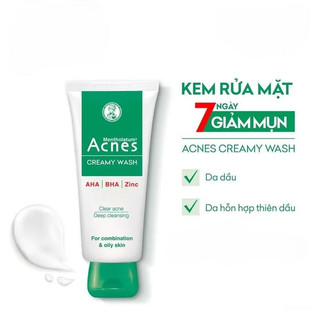 Sữa rửa mặt ngăn ngừa mụn sạch khuẩn da mịn màng Acnes Creamy Wash 50g