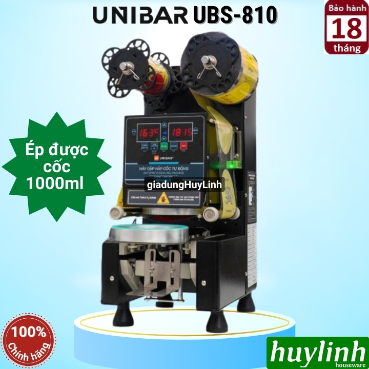  Máy dập nắp cốc tự động Unibar UBS-810 - Máy ép miệng ly nước mía khổng lồ 400 - 1000ml 