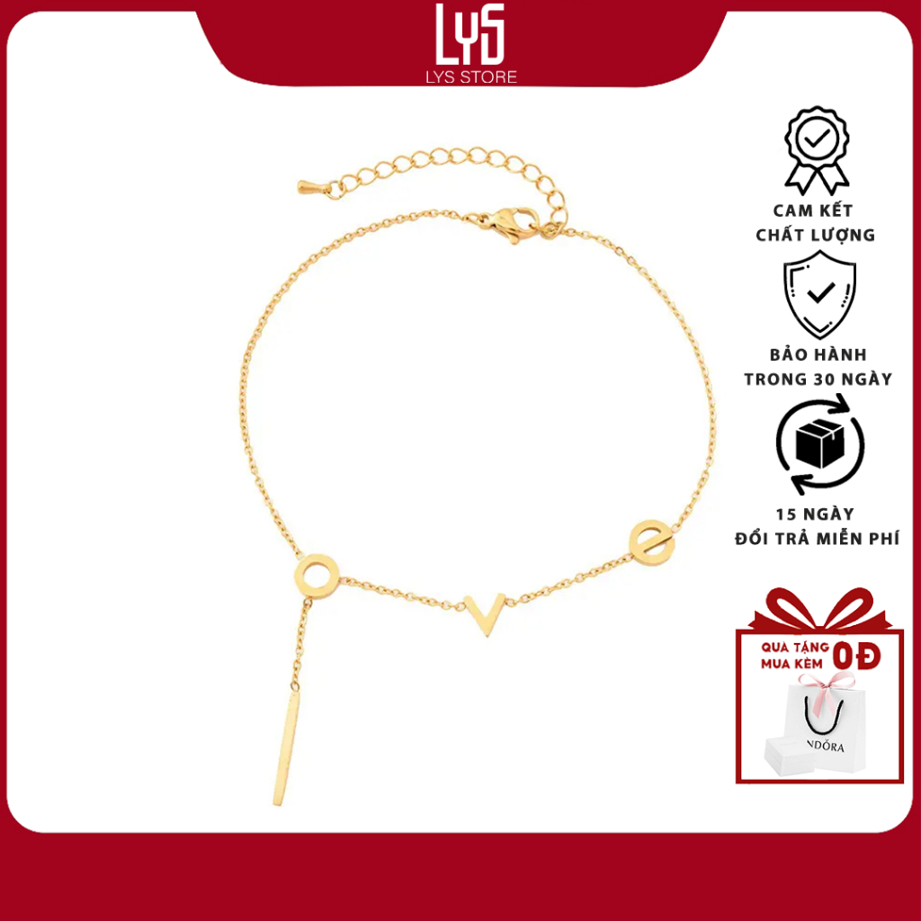 Lắc chân bạc Lys Love You Forever Anklet Gold 9003GG - Lắc chân nữ Fullbox hộp PAN đầy đủ phụ kiện P