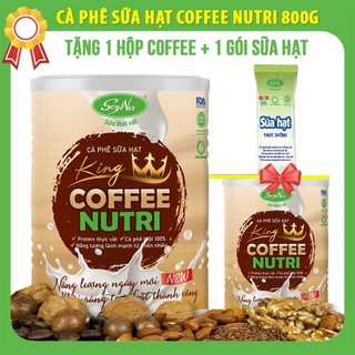 Cà phê sữa hạt coffee nutri soyna 800g vị king và queen tặng kèm 1 hộp 300g và 1 gói sữa hạt, 100% thành phần thực vật