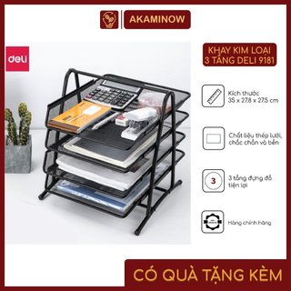 Khay tài liệu 3 tầng kim loại Deli 9181